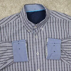 Construct Flip Cuff Shirt Men Large Blue Non Iron Wrinkle Free 4 Way Stretch L/S